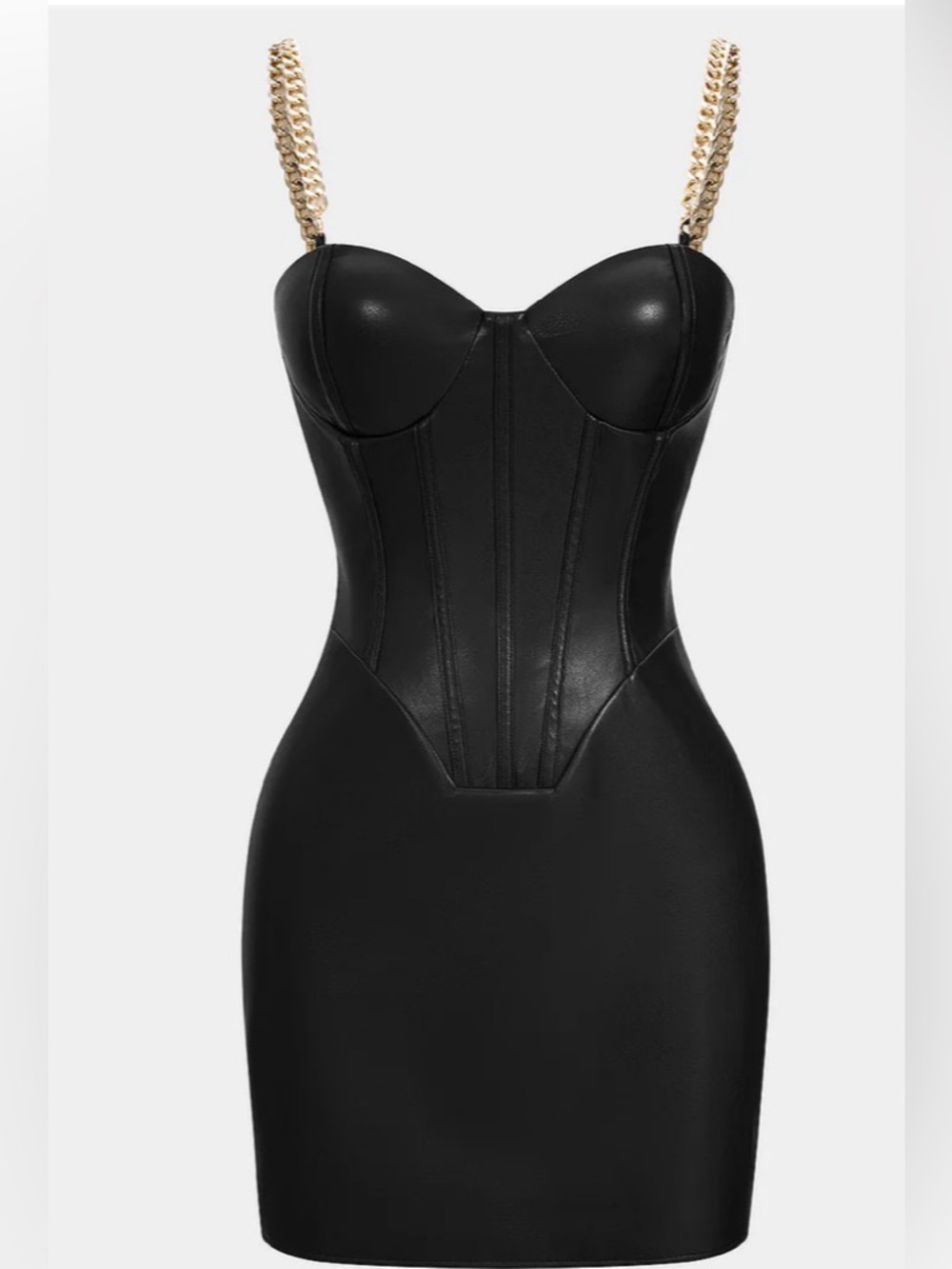 Faux Leather Black Mini Dress M